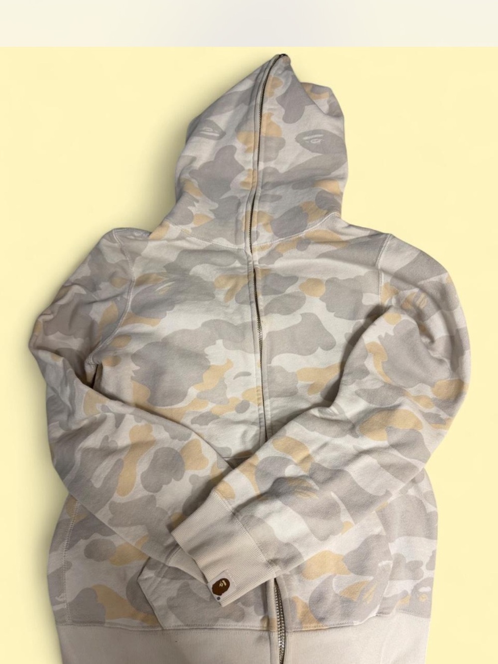 Bape Beige & Light Gray Camo Zip-Up Hoodie GLOW IN THE DARK